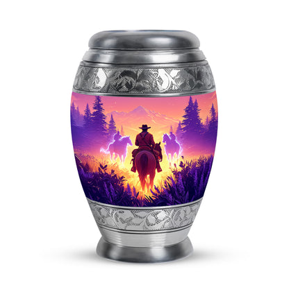 Inspiring Pink Cowboy Comfort Urn for Human Ashes - 10-inch, 200 cu in - Yatskia