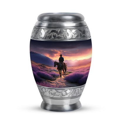 Luminous Purple Cowboy Beacon Urn for Human Ashes - 10-inch, 200 cu in - Yatskia