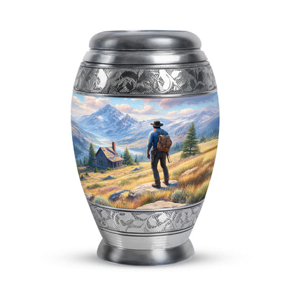 Inspiring Blue Cowboy Homage Urn for Human Ashes - 10-inch, 200 cu in - Yatskia