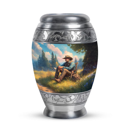 Personalized Cowboy Cremation Urns - Wondrous Teal 10-inch, 200 cu in - Yatskia
