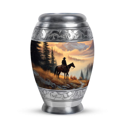 Luminous Gold Cowboy Keepsake Urn for Human Ashes - Yatskia