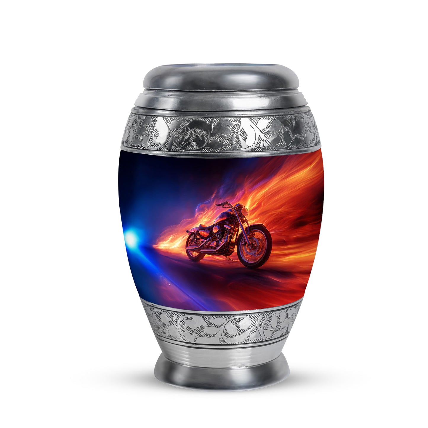 Personalized Blue Cherished Bike Cremation Urns for Human Ashes - 10-inch, 200 cu in - Yatskia