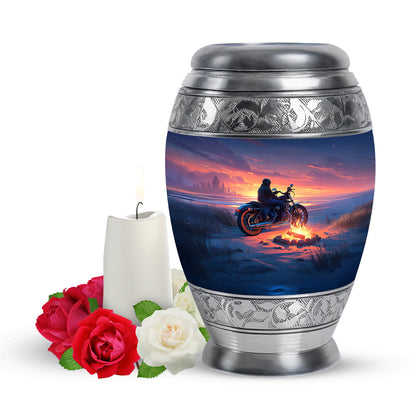 Everlasting Blue Bike Commemoration Urn for Human Ashes - 10-inch, 200 cu in - Yatskia