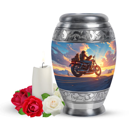 Radiant Bike Memorial Cremation Urns - Blue 10-inch, 200 cu in - Yatskia