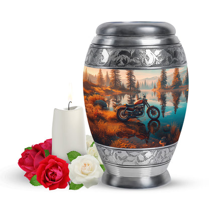 Gold Beloved Bike Cremation Urns for Human Ashes - 10-inch, 200 cu in - Yatskia
