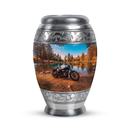 Teal Treasured Bike Cremation Urns for Human Ashes - 10-inch, 200 cu in - Yatskia