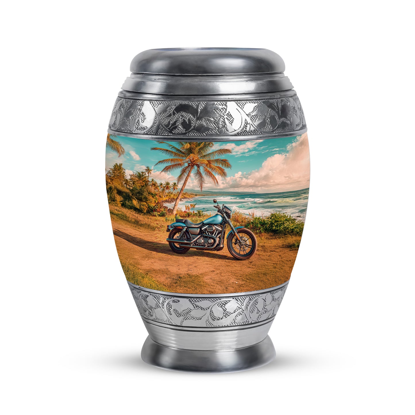 Personalized Seraphic Bike Cremation Urns - Teal 10-inch, 200 cu in - Yatskia