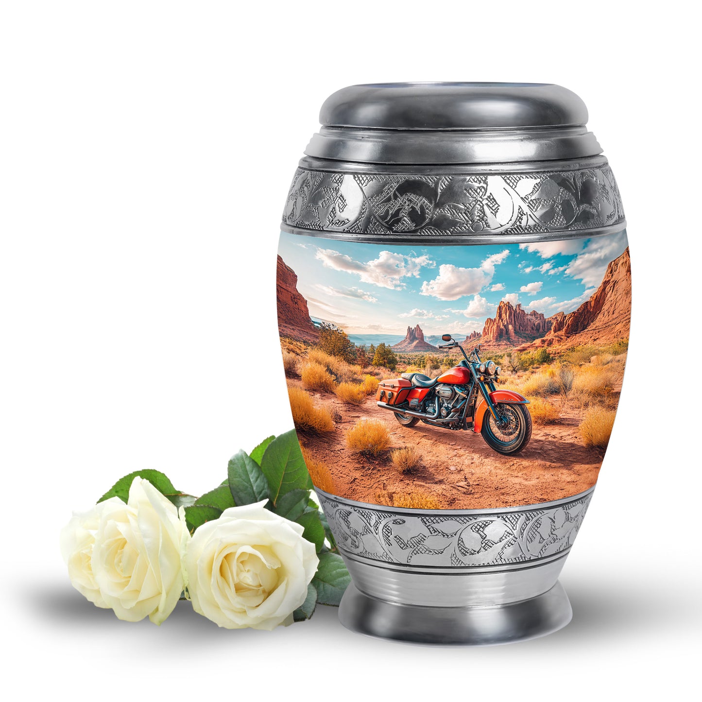 Divine Teal Bike Cremation Urn for Ashes - 10-inch, 200 cu in - Yatskia