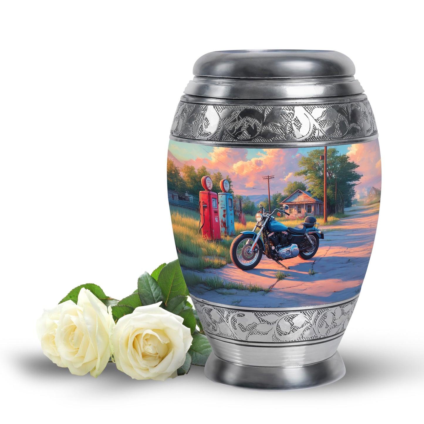 Personalized Blue Bike Cremation Urns for Ashes - Peaceful 10-inch - Yatskia