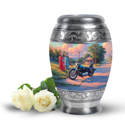 Personalized Blue Bike Cremation Urns for Ashes - Peaceful 10-inch - Yatskia