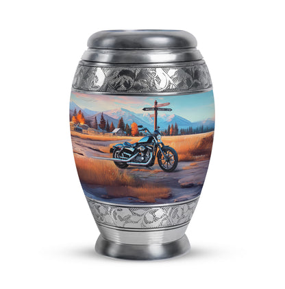 Luminous Blue Bike Benediction Urn for Human Ashes - 10-inch, 200 cu in - Yatskia
