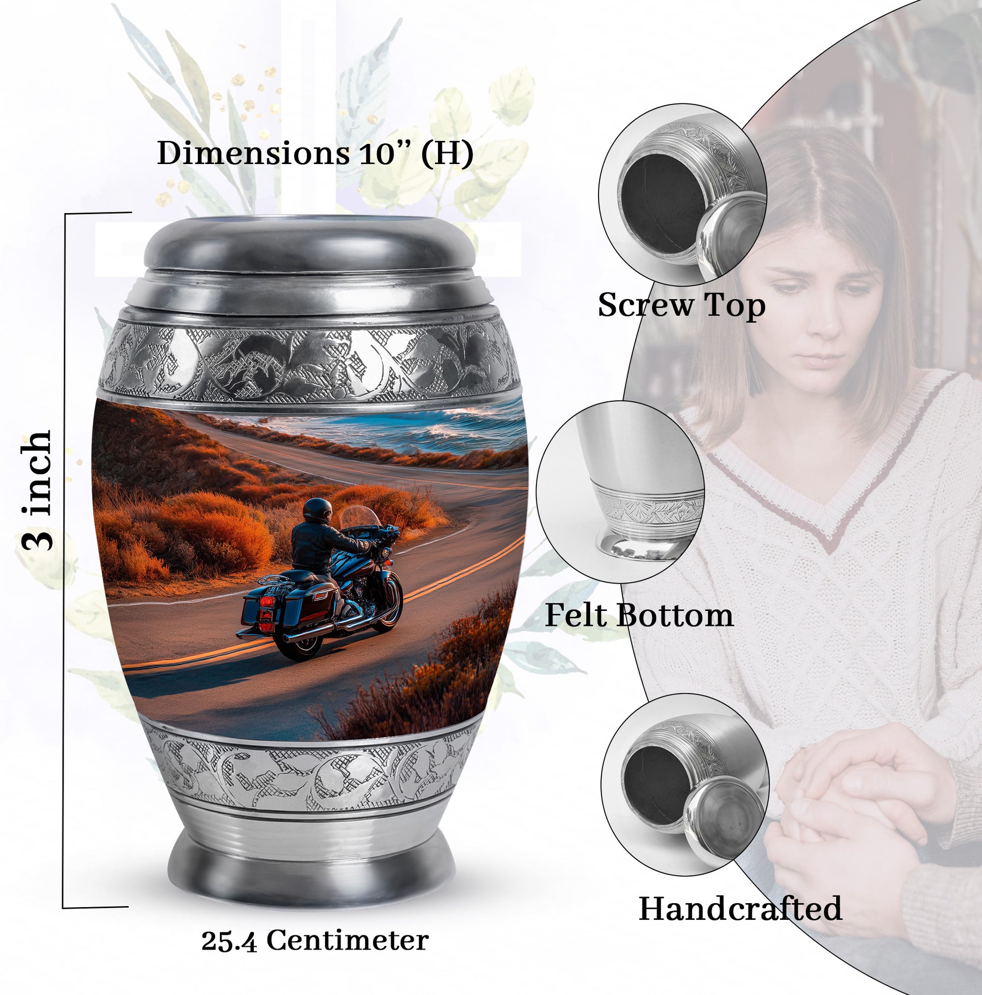 Sunrise Gold Bike Cremation Urn lifestyle display on memorial shelf - regal bike design with crown-inspired accents - mini keepsake memorial for portion of cremation ashes