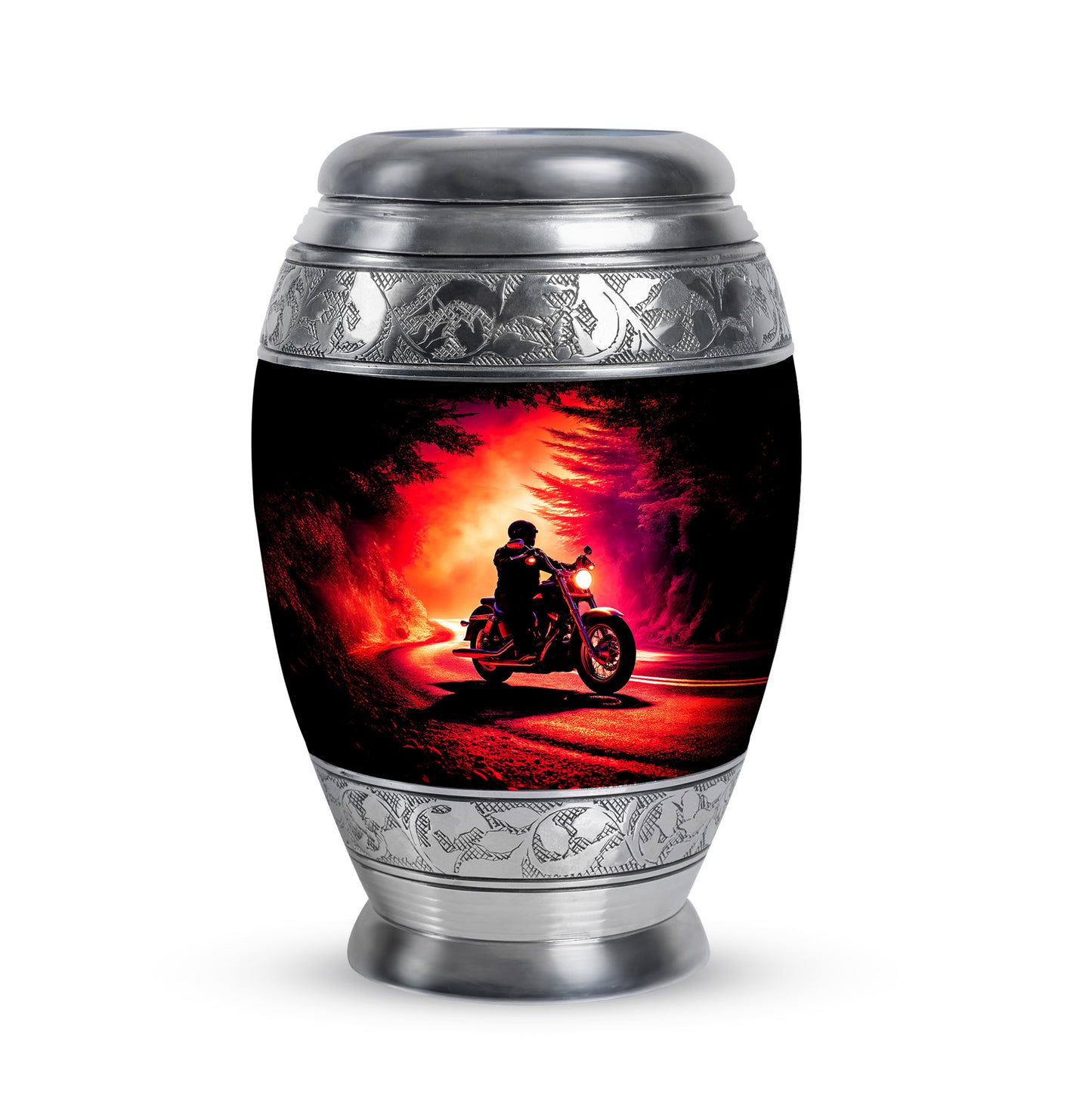 Personalized Black Sovereign Bike Cremation Urns for Human Ashes - 10-inch, 200 cu in - Yatskia