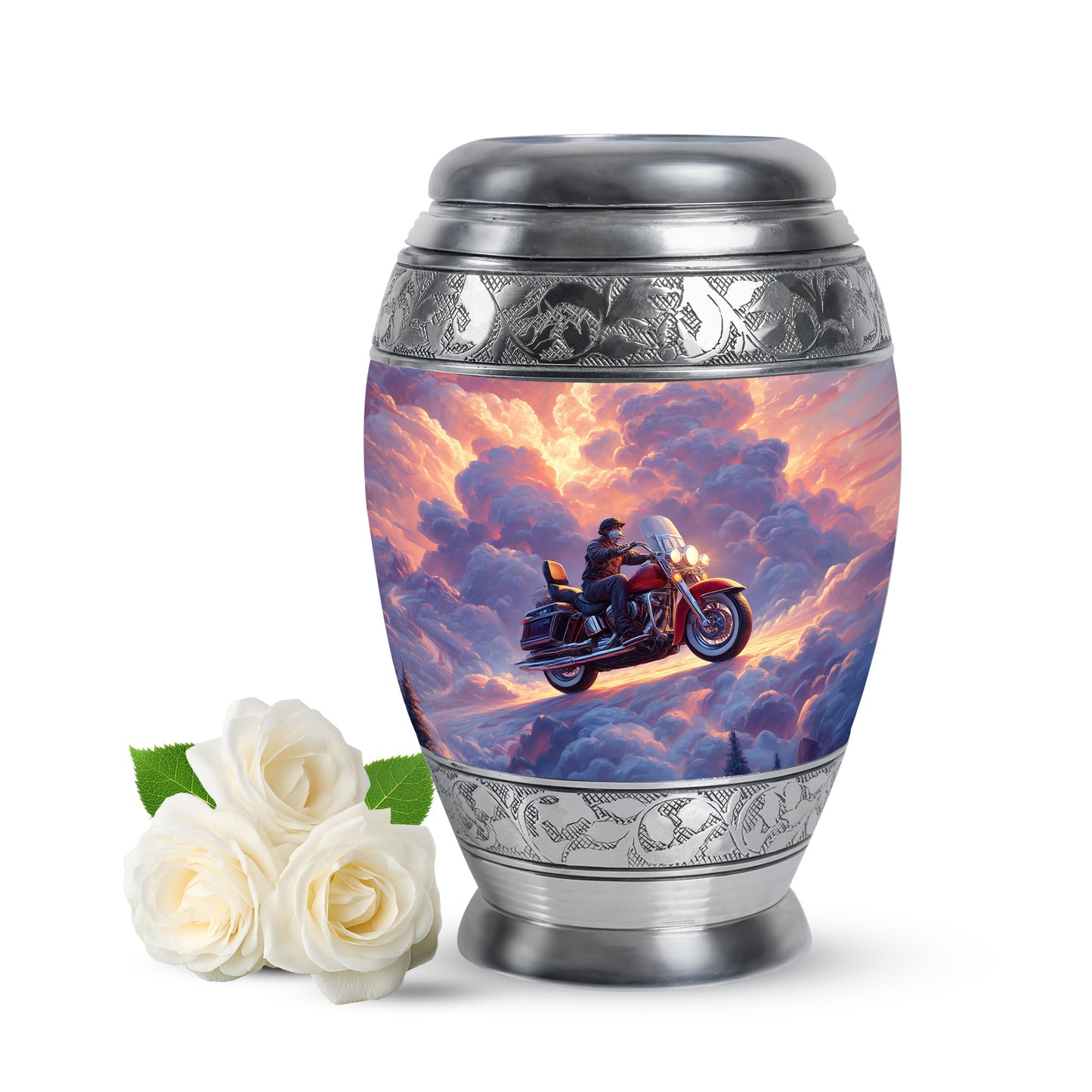 Personalized Blue Steadfast Bike Cremation Urns for Human Ashes - 10-inch, 200 cu in - Yatskia