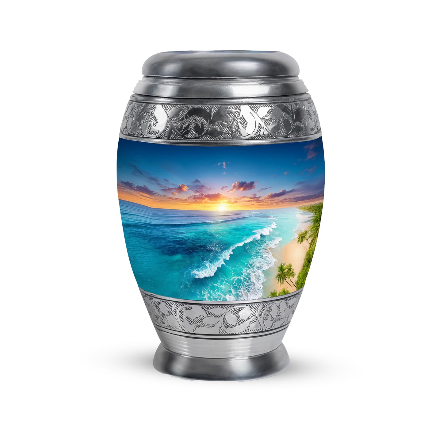 Blue Beach Cremation Urns - Glorious Keepsake 10-inch, 200 cu in - Yatskia