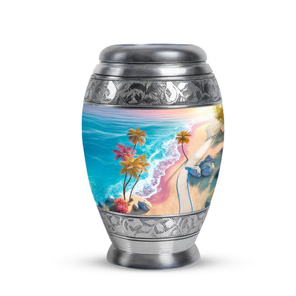 Teal Beach Keepsake Cremation Urns for Human Ashes - 10-inch, 200 cu in - Yatskia