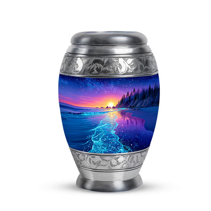 Lustrous Beach Cremation Urns for Human Ashes - Blue 10-inch - Yatskia