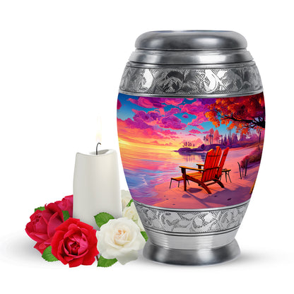 Blue Venerable Beach Cremation Urns for Human Ashes - 10-inch, 200 cu in - Yatskia