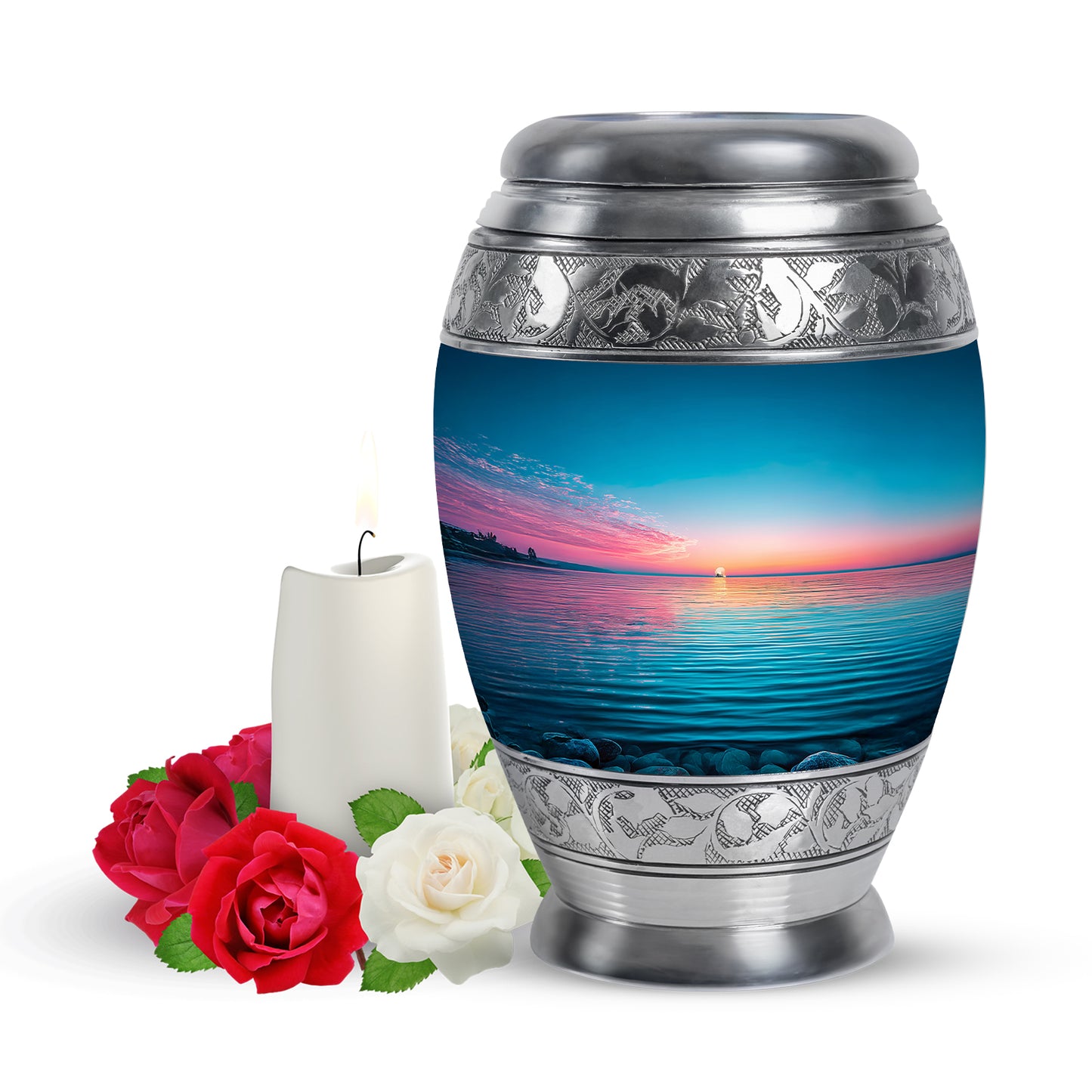 Blue Beach Cremation Urns - Glorious Tribute 10-inch, 200 cu in - Yatskia