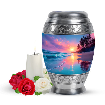 Personalized Beach Cremation Urns - Soothing Blue 10-inch, 200 cu in - Yatskia