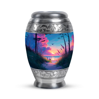 Blue Sacred Beach Cremation Urns for Human Ashes - 10-inch, 200 cu in - Yatskia
