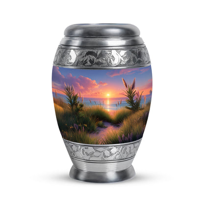 Personalized Beach Cremation Urns - Tranquil Blue 10-inch, 200 cu in - Yatskia