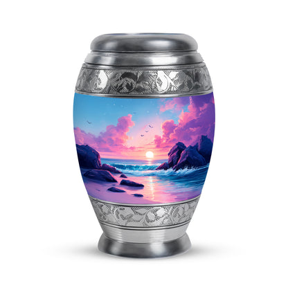 Personalized Seraphic Beach Cremation Urns - Blue 10-inch, 200 cu in - Yatskia