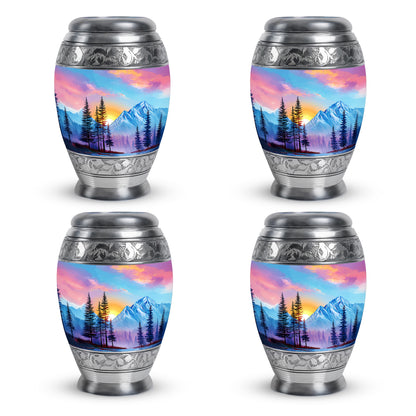 Pastel Blue Beach Cremation Urn urn with complimentary velvet bag - regal beach design with crown-inspired accents - 10 inch aluminum urn for cremated remains