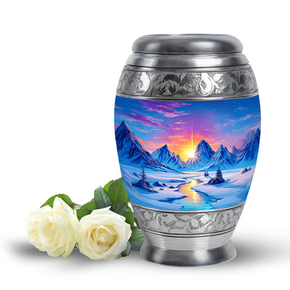 Distinguished Blue Beach Cremation Urn for Ashes - 10-inch, 200 cu in - Yatskia