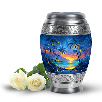 Blue Beach Haven Cremation Urns for Human Ashes - 10-inch, 200 cu in - Yatskia