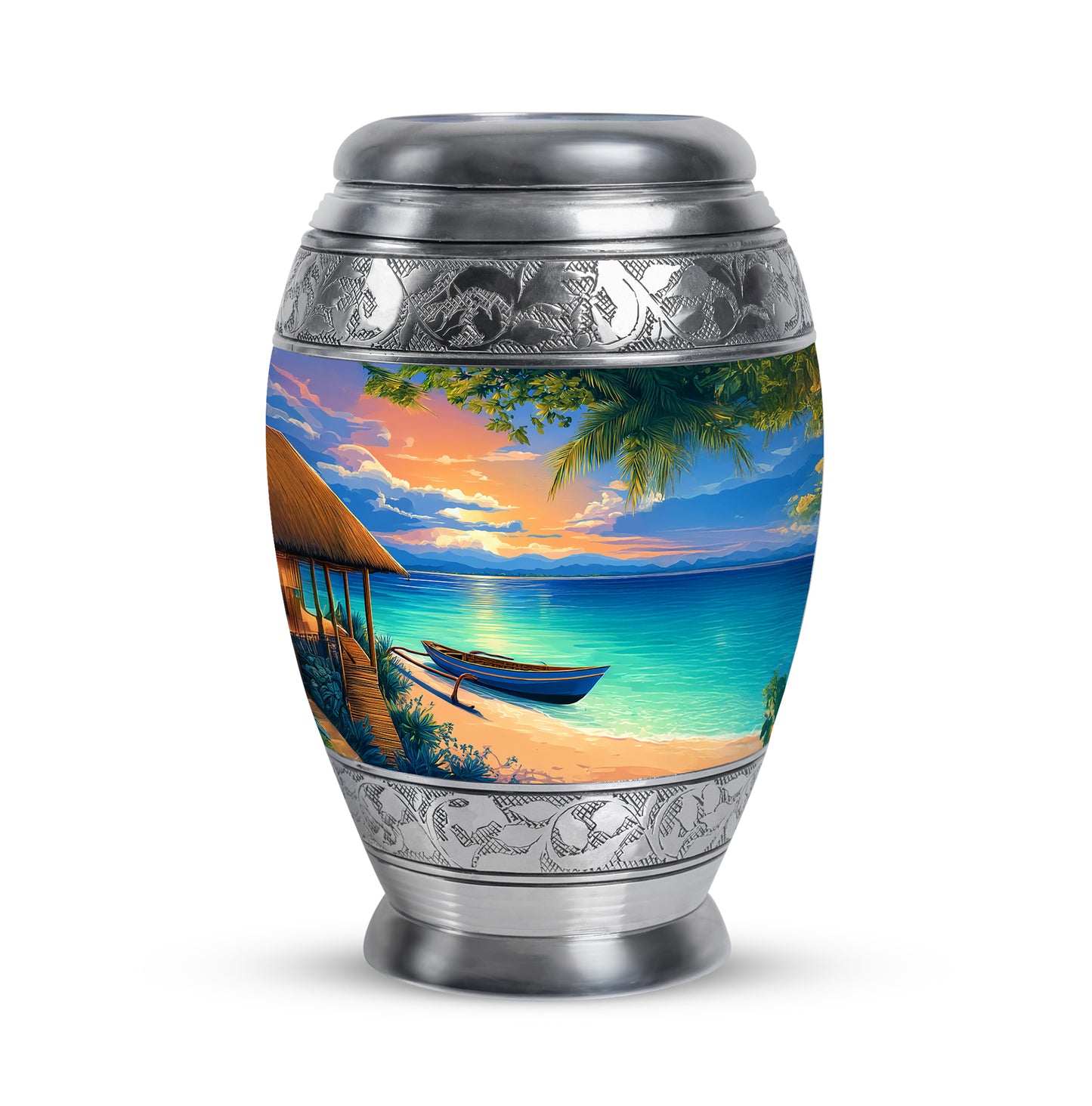 Blessed Beach Cremation Urns for Human Ashes - Blue 10-inch - Yatskia