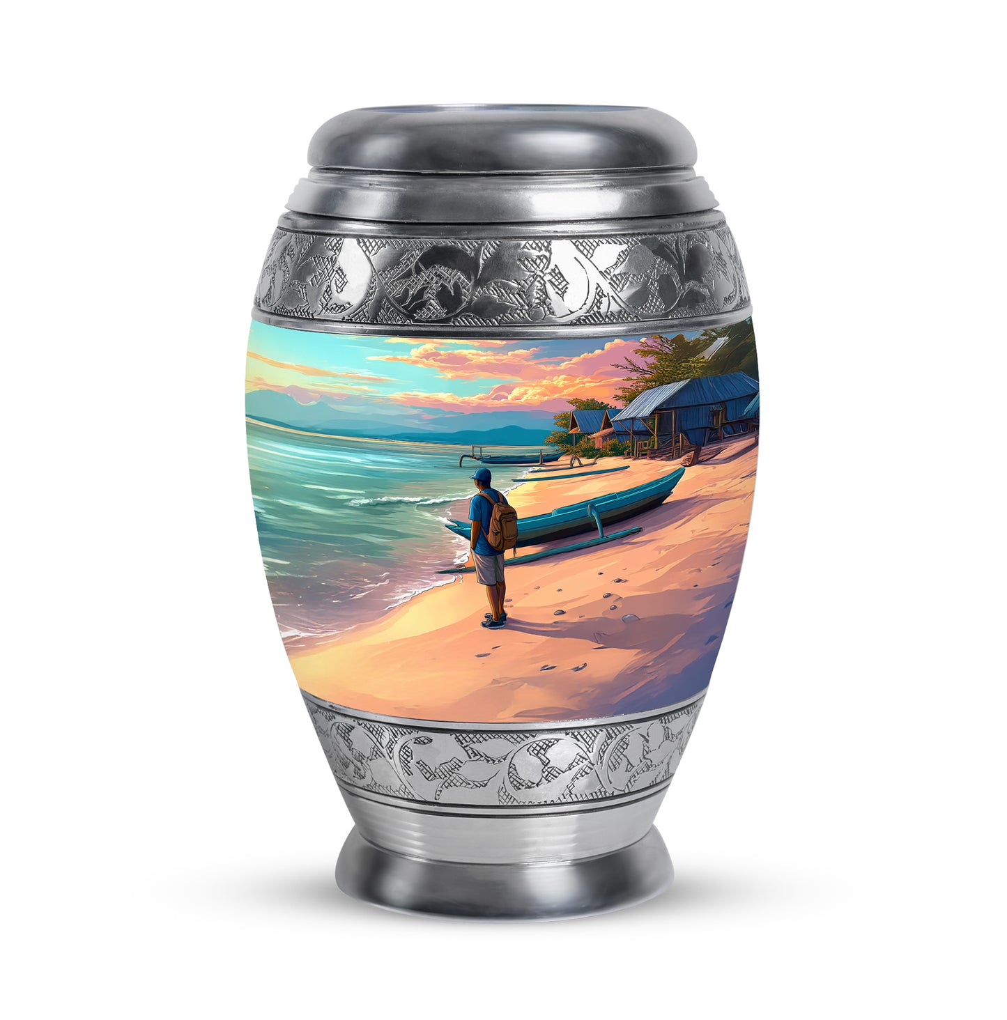 Blessed Beach Cremation Urns for Human Ashes - Teal 10-inch - Yatskia