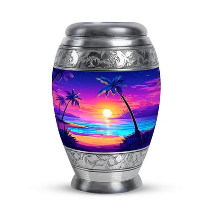 Divine Blue Beach Cremation Urn for Ashes - 10-inch, 200 cu in - Yatskia