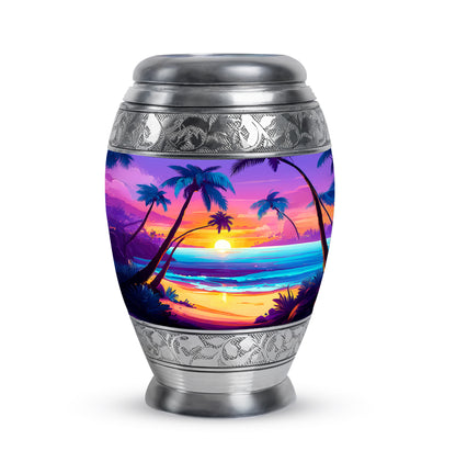 Illustrious Beach Memorial Cremation Urns - Purple 10-inch, 200 cu in - Yatskia