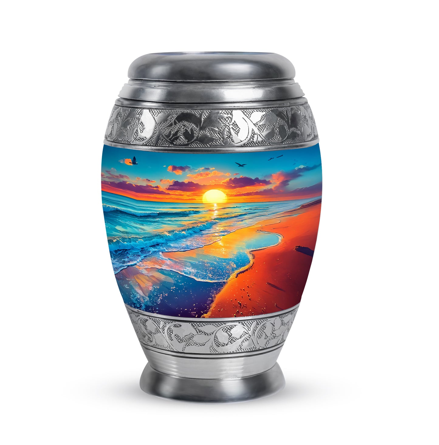 Personalized Beach Cremation Urns - Soothing Teal 10-inch, 200 cu in - Yatskia