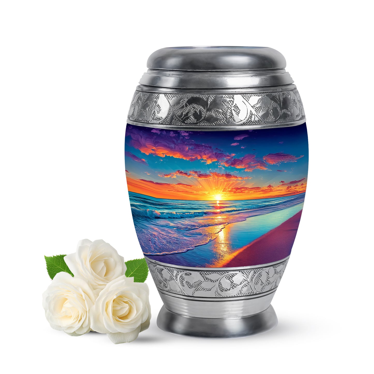 Lustrous Beach Cremation Urns for Human Ashes - Blue 10-inch - Yatskia