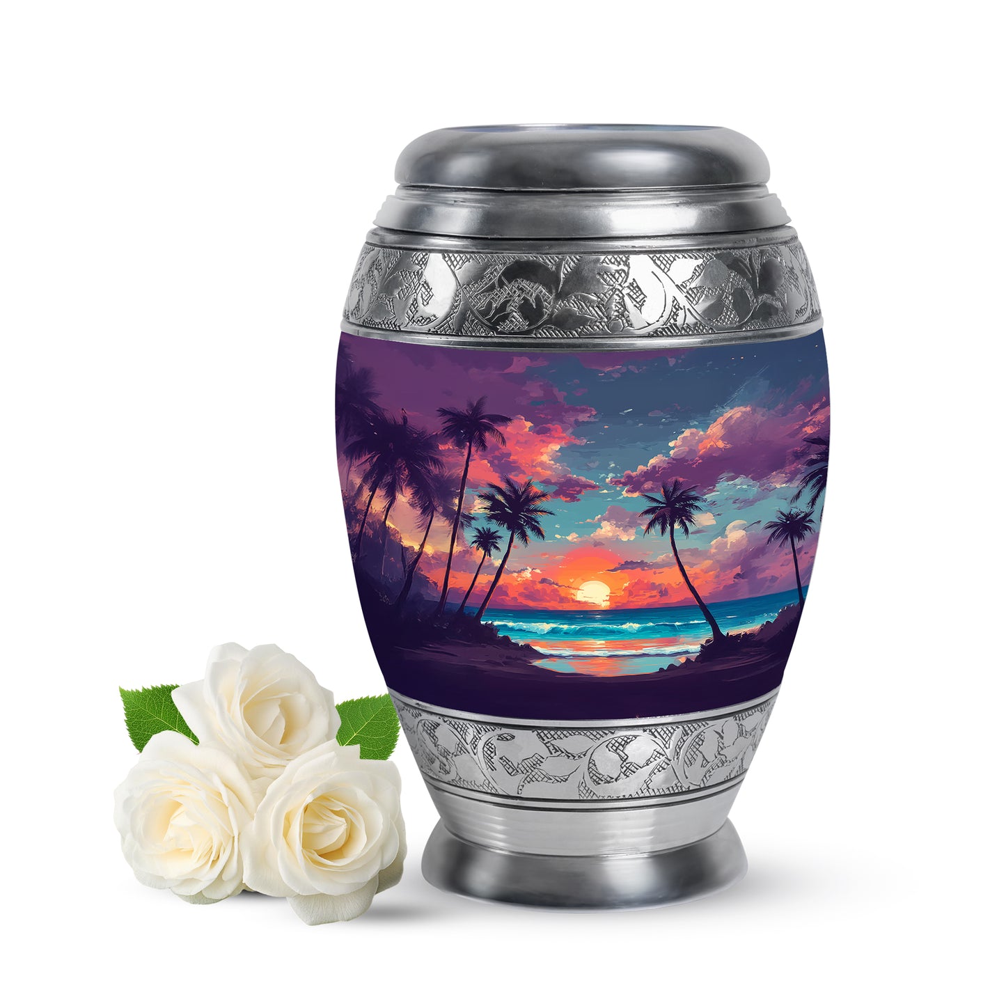 Blue Beach Tribute Cremation Urns for Human Ashes - 10-inch, 200 cu in - Yatskia