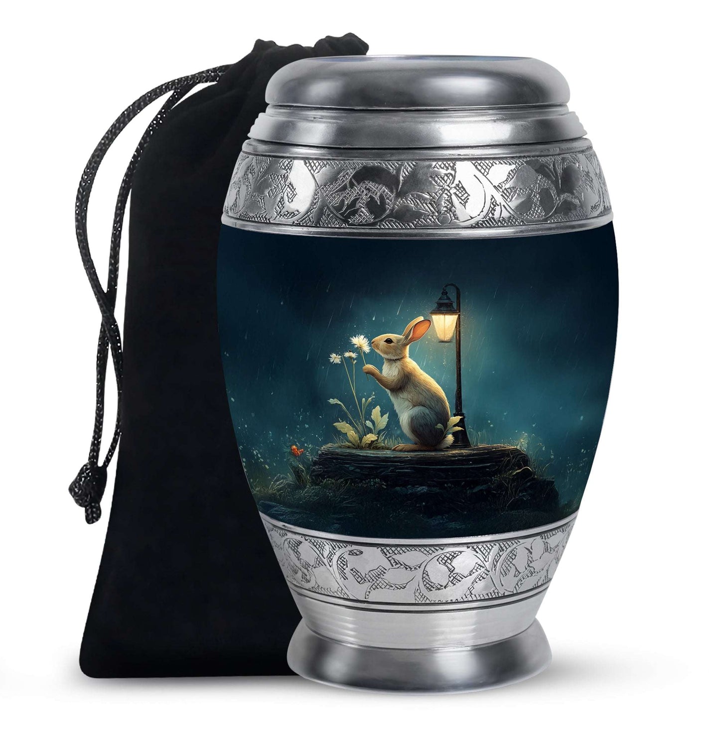 Bunny Cremation Urn for Adult Human Ashes - White Rabbit Burial Urns For Ground