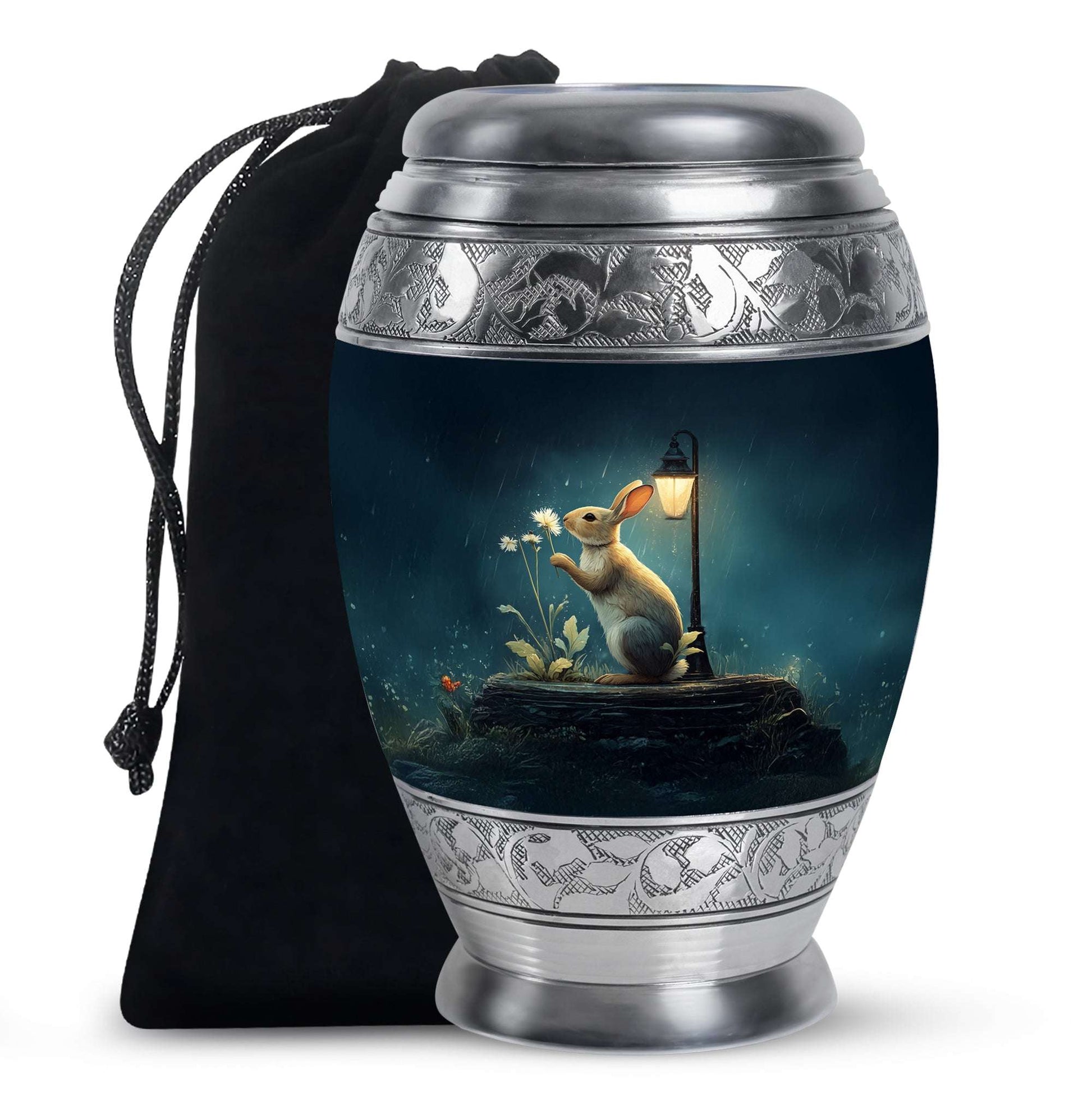 Bunny Cremation Urn for Adult Human Ashes - White Rabbit Burial Urns For Ground