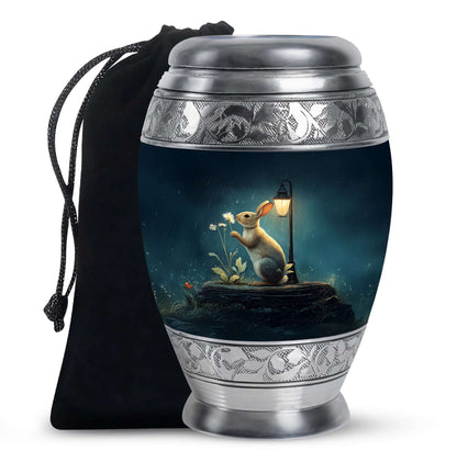 Bunny Cremation Urn for Adult Human Ashes - White Rabbit Burial Urns For Ground