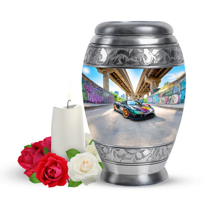 Blue Serene Car Memorial Urn for Ashes - 10-inch, 200 cu in - Yatskia