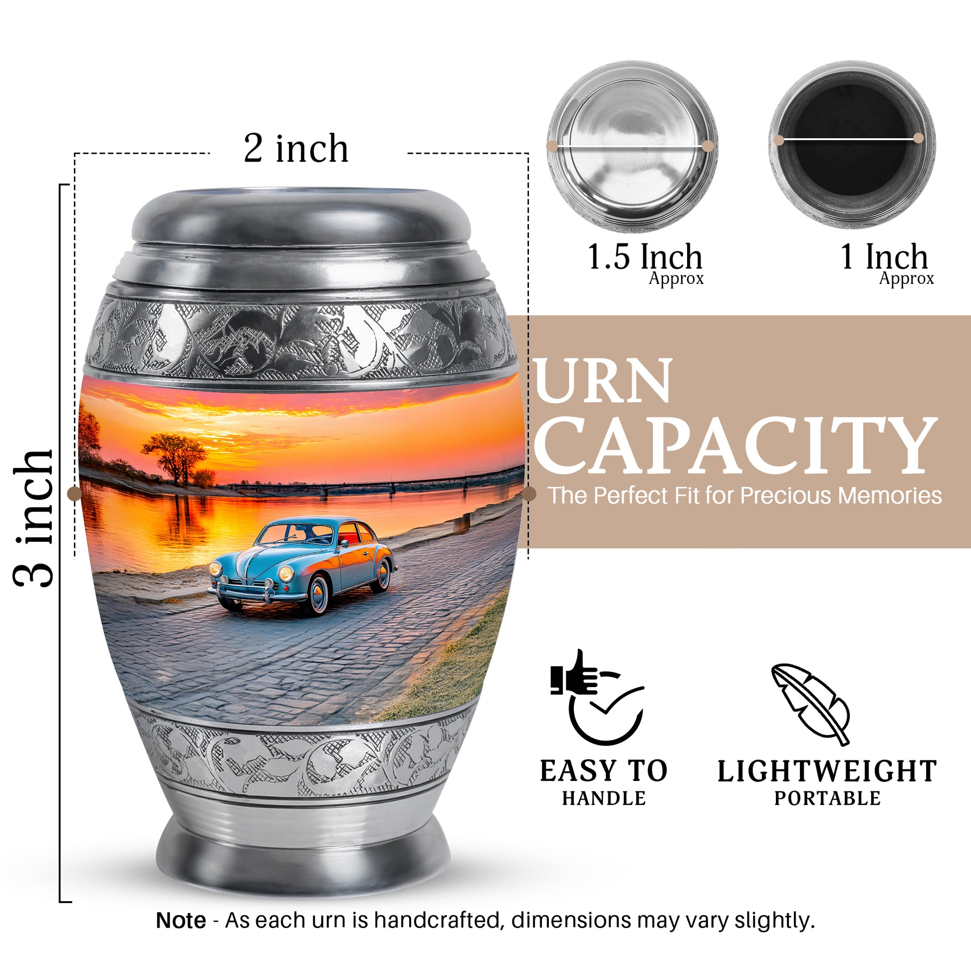 Rose Pink Car Cremation Urn lifestyle display on memorial shelf - regal car design with crown-inspired accents - mini keepsake memorial for portion of cremation ashes