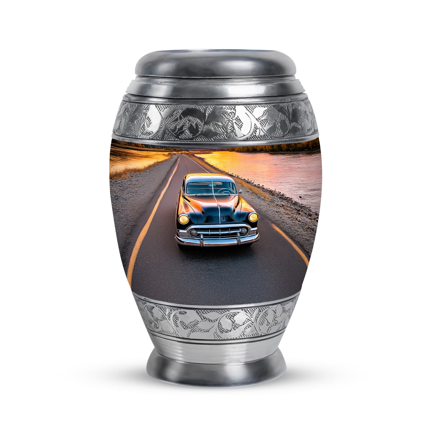 Inspiring Blue Car Passage Urn for Human Ashes - 10-inch, 200 cu in - Yatskia