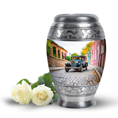 White Comforting Car Memorial Urn for Ashes - 10-inch, 200 cu in - Yatskia