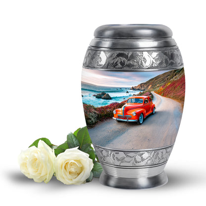 Personalized Blue Car Cremation Urns for Ashes - Majestic 10-inch - Yatskia