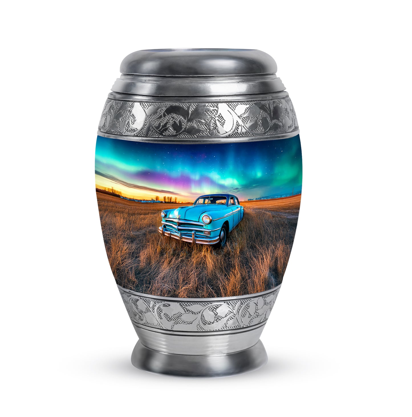 Blue Treasured Car Cremation Urns for Human Ashes - 10-inch, 200 cu in - Yatskia