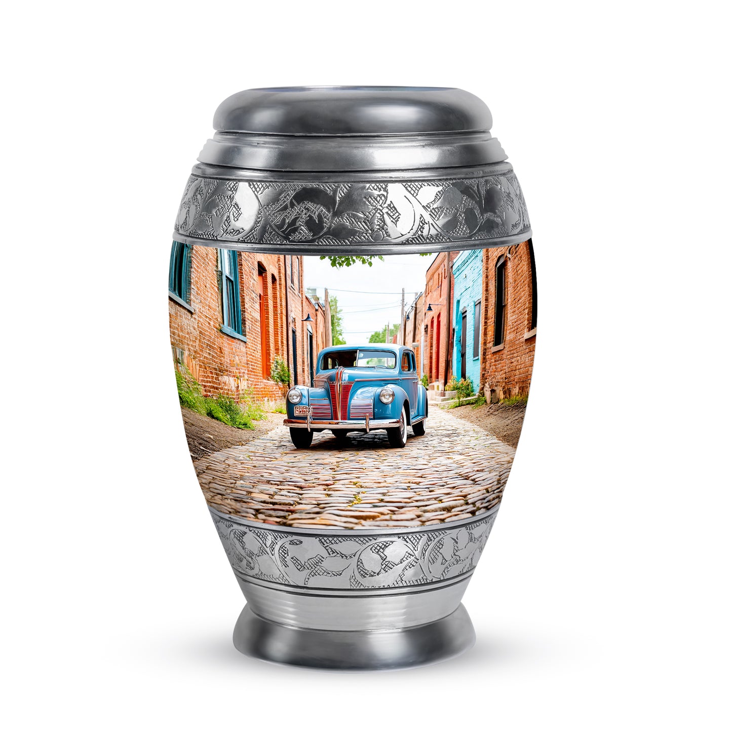 Personalized Silver Car Cremation Urns for Ashes - Captivating 10-inch - Yatskia