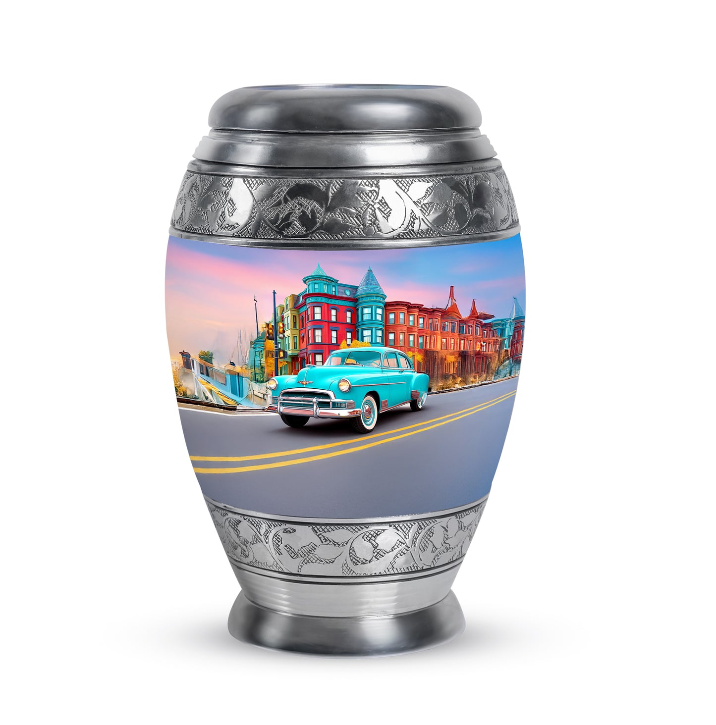 Blue Sacred Car Cremation Urns for Human Ashes - 10-inch, 200 cu in - Yatskia