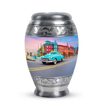 Blue Sacred Car Cremation Urns for Human Ashes - 10-inch, 200 cu in - Yatskia