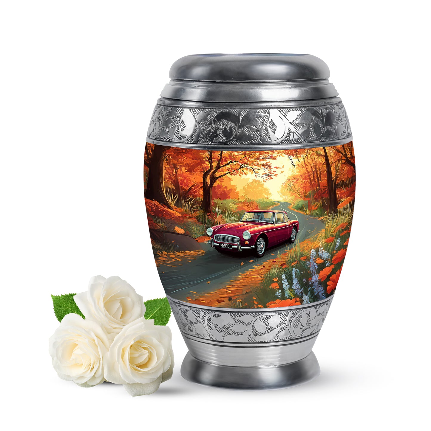 Personalized Gold Heavenly Car Cremation Urns for Human Ashes - 10-inch, 200 cu in - Yatskia